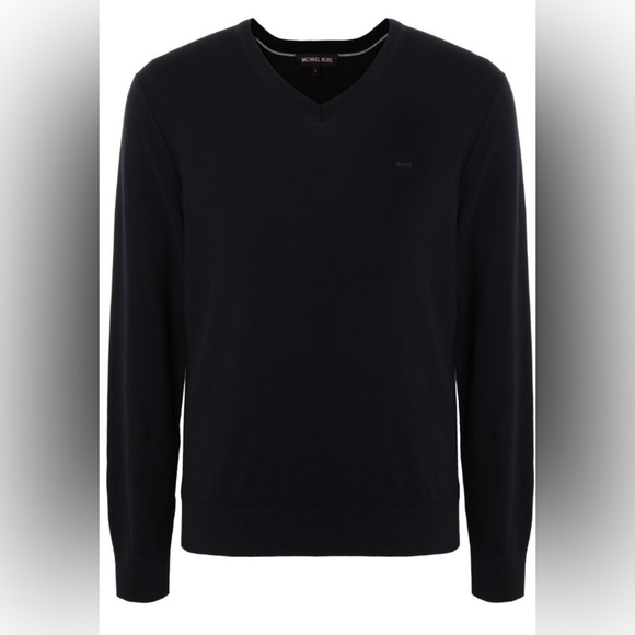 Michael Kors Black V-Neck Sweater (stitched MK logo) - Picture 1 of 5